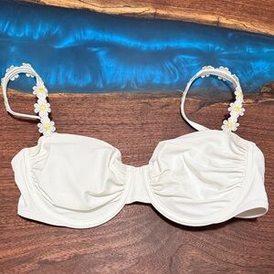 Wild Fable White Bikini Top with Floral Straps